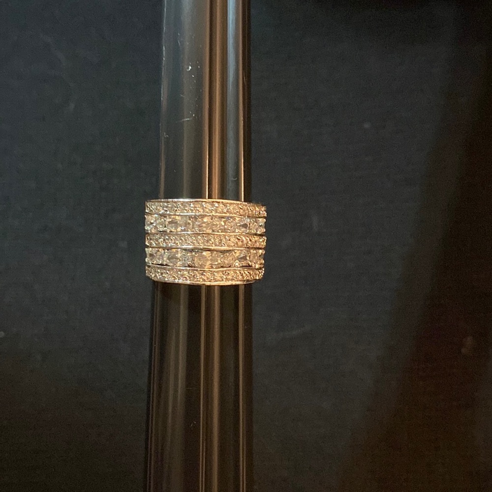 Silver ring with diamonds